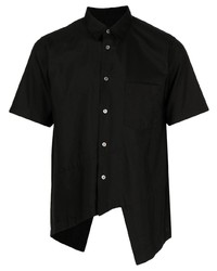 Black Comme Des Garçons Asymmetric Hem Short Sleeve Cotton Shirt