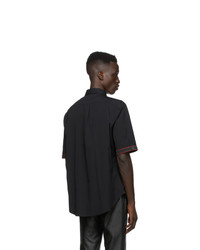 Alexander McQueen Black And Red Poplin Logo Short Sleeve Shirt