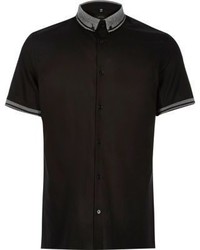 River Island Black Contrast Collar Slim Fit Shirt