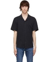 rag & bone Black Cotton Knit Avery Short Sleeve Shirt