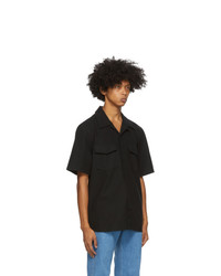 AMI Alexandre Mattiussi Black Gabardine Short Sleeve Shirt