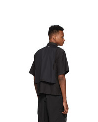 C2h4 Black Intervein Layered Short Sleeve Shirt