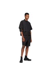 C2h4 Black Intervein Layered Short Sleeve Shirt
