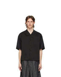 Fumito Ganryu Black Open Collar Combination Shirt