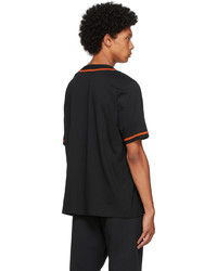 Ps By Paul Smith Black Orange Happy Baseball Short Sleeve Shirt