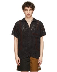 Bode Black Overdyed Crochet Shirt