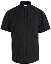 River Island Black Short Sleeve Denim Shirt