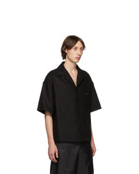 Prada Black Stretch Flannel Shirt