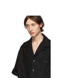 Prada Black Stretch Flannel Shirt