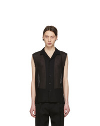Saint Laurent Black Wool Sleeveless Shirt