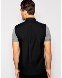 Asos Brand Shirt In Short Sleeve With Contrast Jersey Sleeve