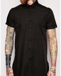Asos Brand Shirt In Super Longline With Short Sleeves