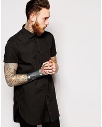 Asos Brand Shirt In Super Longline With Short Sleeves