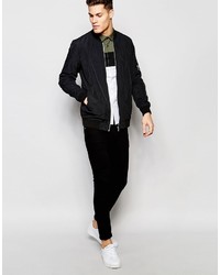 Asos Brand Skinny Shirt With Cut And Sew Detail And Short Sleeves