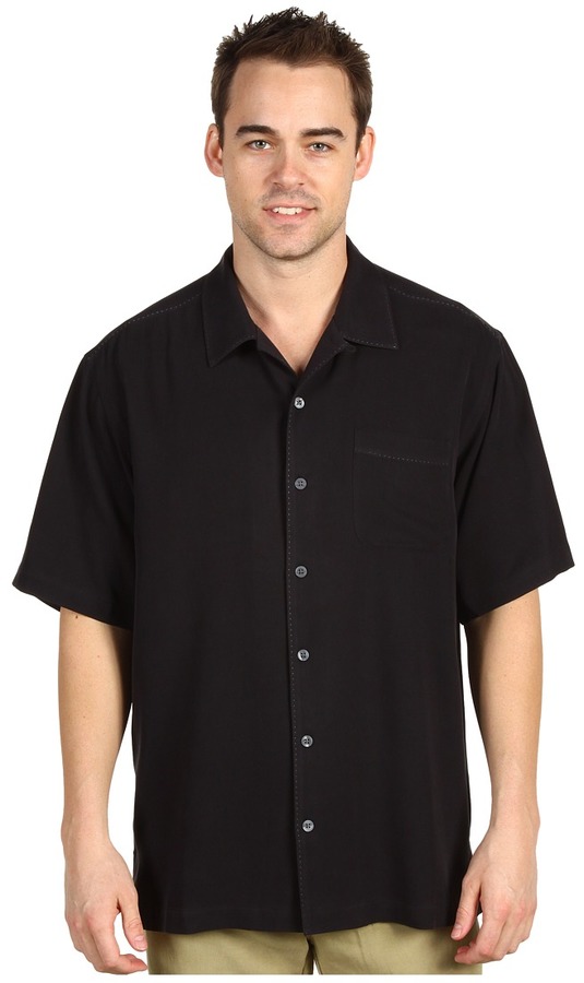 tommy bahama catalina twill shirt long sleeve black