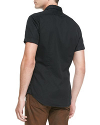 Ralph Lauren Black Label Double Pocket Woven Short Sleeve Shirt Black