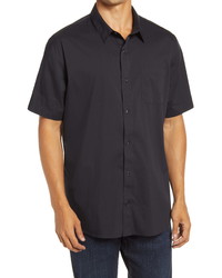 TravisMathew Look Out Slim Fit Solid Short Sleeve Button Up Shirt