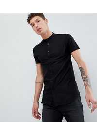 Siksilk Muscle Shirt In Black With Jersey Sleeves To Asos