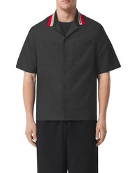 Burberry Rolston Cotton Blend Button Up Shirt In Black At Nordstrom