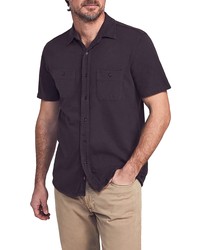Faherty Seasons Regular Fit Knit Short Sleeve Button Up Shirt In Washed Black At Nordstrom