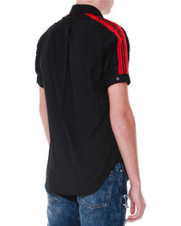 Alexander McQueen Short Sleeve Button Down Shirt Wred Stripes Black