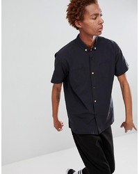 FAIRPLAY Short Sleeve Button Up Shirt In Black
