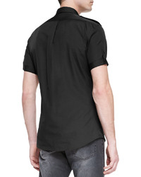 Alexander McQueen Short Sleeve Military Shirt Black