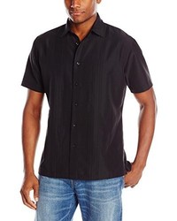 Van Heusen Short Sleeve Solid Printed Rayon Poly Button Up