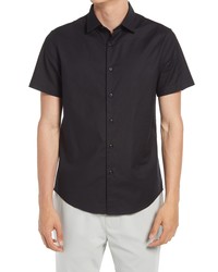 Open Edit Short Sleeve Stretch Oxford Button Up Shirt