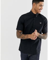Fred Perry Short Sleeve Twill Shirt In Black