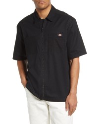 Dickies Short Sleeve Zip Front Work Shirt In Black At Nordstrom