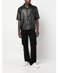 Flaneur Homme Short Sleeved Faux Leather Shirt