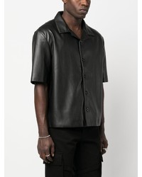 Flaneur Homme Short Sleeved Faux Leather Shirt