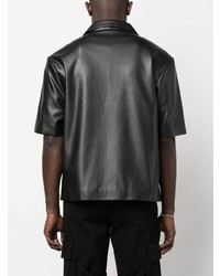 Flaneur Homme Short Sleeved Faux Leather Shirt