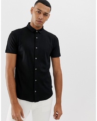 Emporio Armani Slim Fit Short Sleeve Shirt In Black