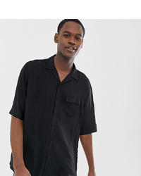 Collusion Tall Oversized Revere Shirt In Black