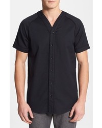 Topman Short Sleeve Baseball Shirt Black Medium