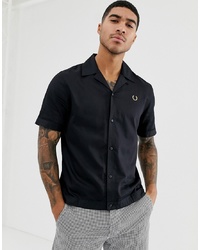 Fred Perry X Miles Kane Revere Collar Short Sleeve Shirt In Black