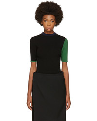 Enfold Black Ribbed Colorblocked Sweater