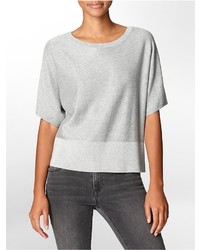 Calvin Klein Metallic Drop Shoulder Cotton Blend Short Sleeve Top