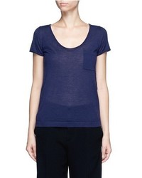 Crush Collection Cashmere Short Sleeve Pocket Sweater