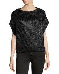 Michael Kors Michl Kors Short Sleeve Shaker Knit Popover Sweater Black