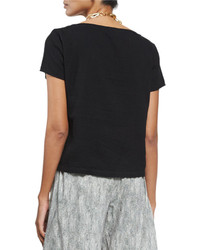 Eileen Fisher Organic Cotton Short Sleeve Top Black Plus Size