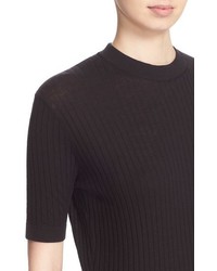DKNY Short Sleeve Rib Knit Cotton Pullover