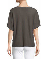 Eileen Fisher Short Sleeve V Neck Organic Linen Top