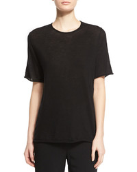 The Row Suskin Short Sleeve Cashmere Top Black