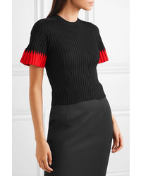 Alexander McQueen Two Tone Ribbed Knit Sweater