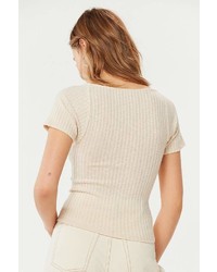 Urban Outfitters Uo Laurie Ribbed Knit Short Sleeve Sweater