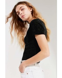 Urban Outfitters Uo Short Sleeve Surplice Chenille Sweater