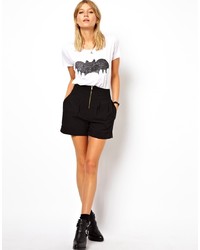 Asos High Waisted Shorts With Zip Front